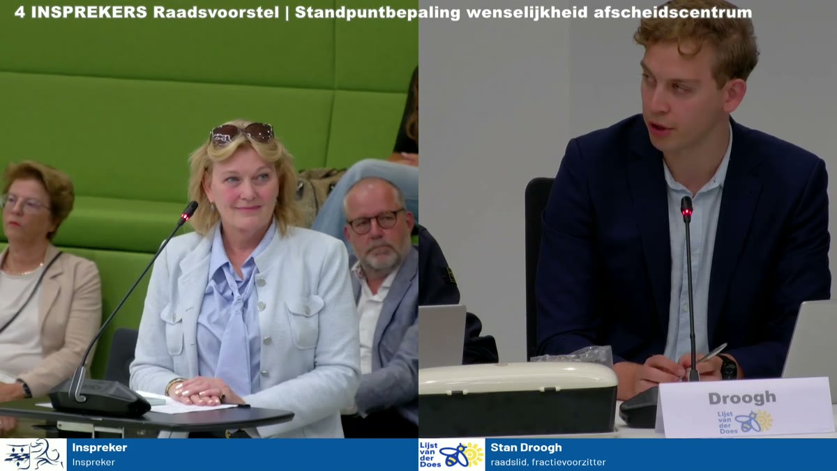Beeld uit de opname van de commissie omgeving & financiën van Woerden