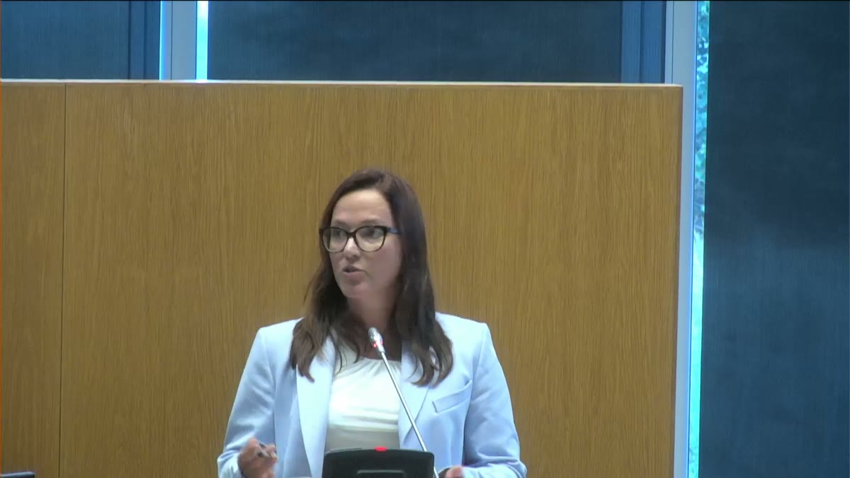 Beeld uit de opname van de raadsbijeenkomst van Tynaarlo