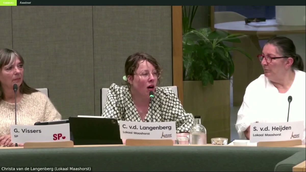 Beeld uit de opname van de commissievergadering samenleving en bestuur van Maashorst