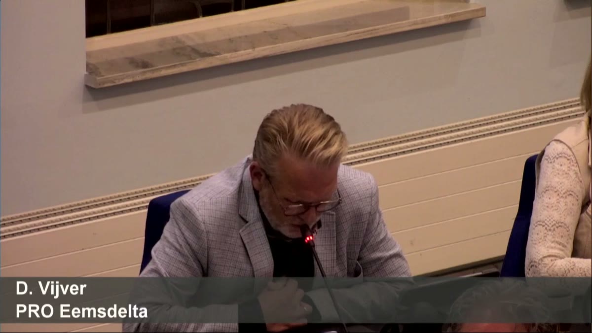 Beeld uit de opname van de 3. raadsvergadering besluitvormend van Eemsdelta