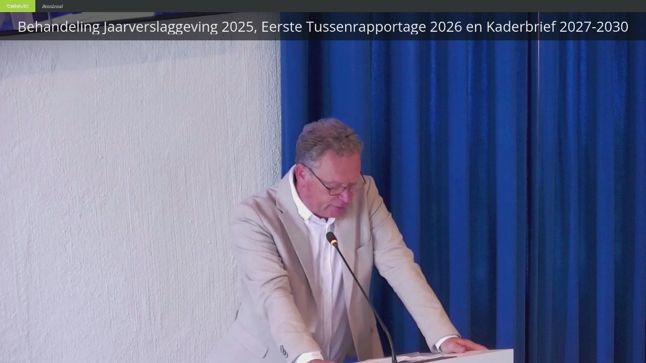 Beeld uit de opname van de gemeenteraad - kaderbrief van Barneveld