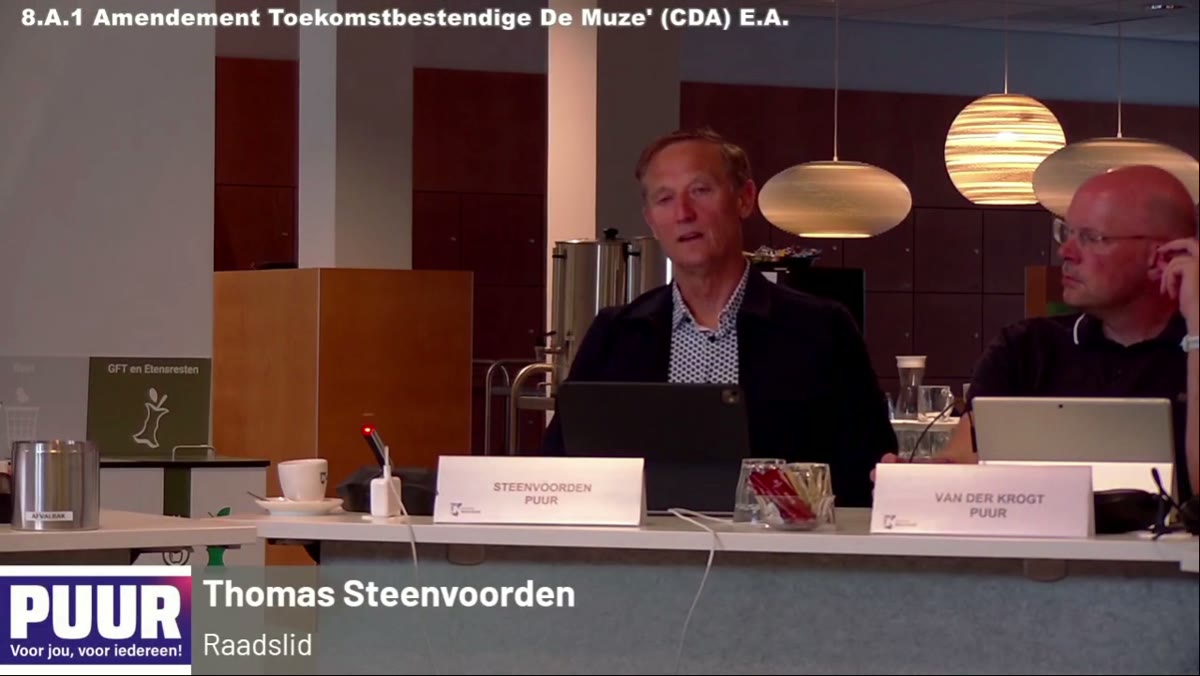 Beeld uit de opname van de gemeenteraadsvergadering - reguliere raadsvergadering van Noordwijk