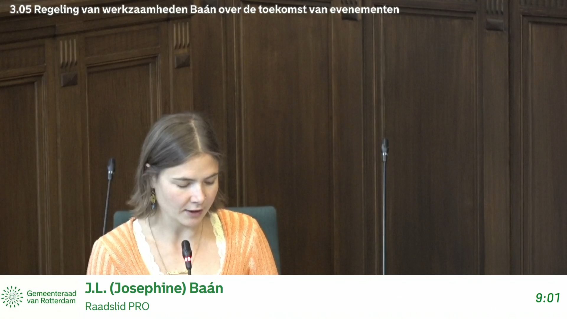 Beeld uit de opname van de commissie zorg & cultuur - reguliere commissievergadering van Rotterdam