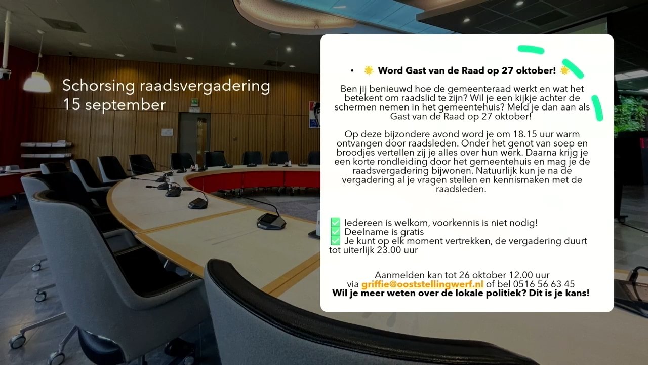 Beeld uit de opname van de raadsvergadering van Ooststellingwerf