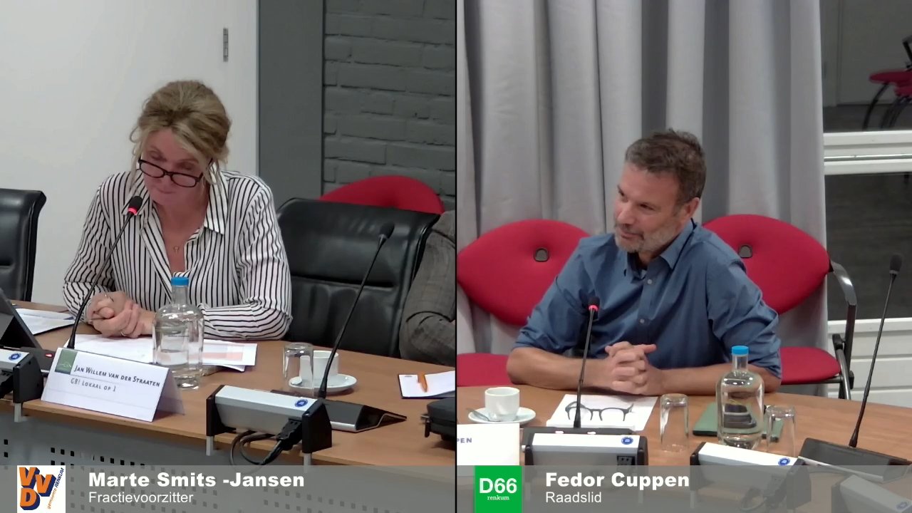 Beeld uit de opname van de gemeenteraad - profielschetsvergadering van Renkum