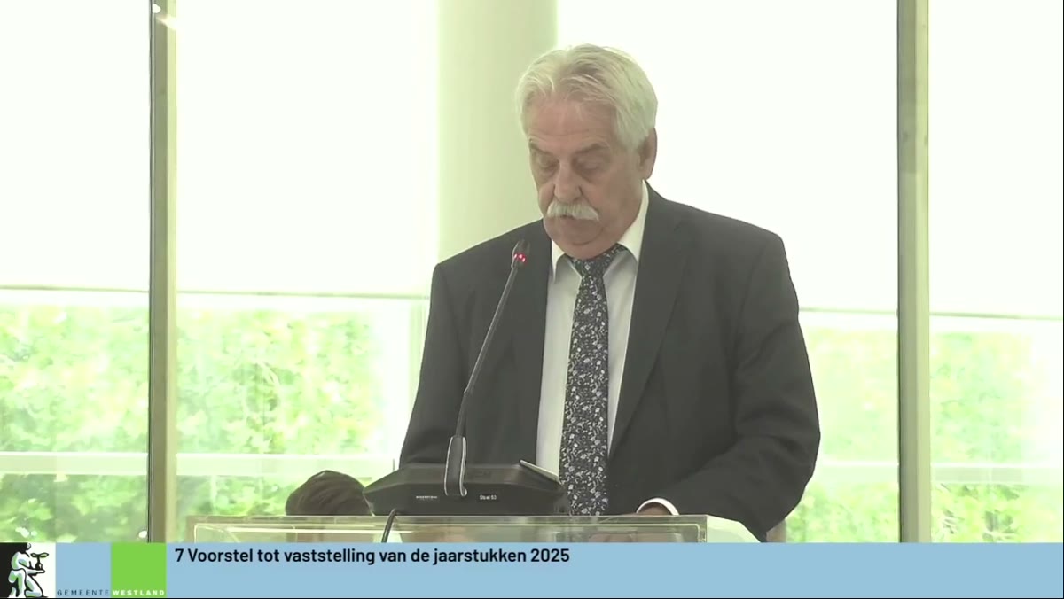 Beeld uit de opname van de gemeenteraad van Westland