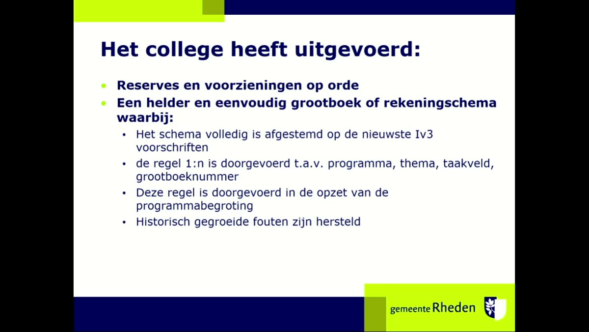 Beeld uit de opname van de financiële commissie van Rheden