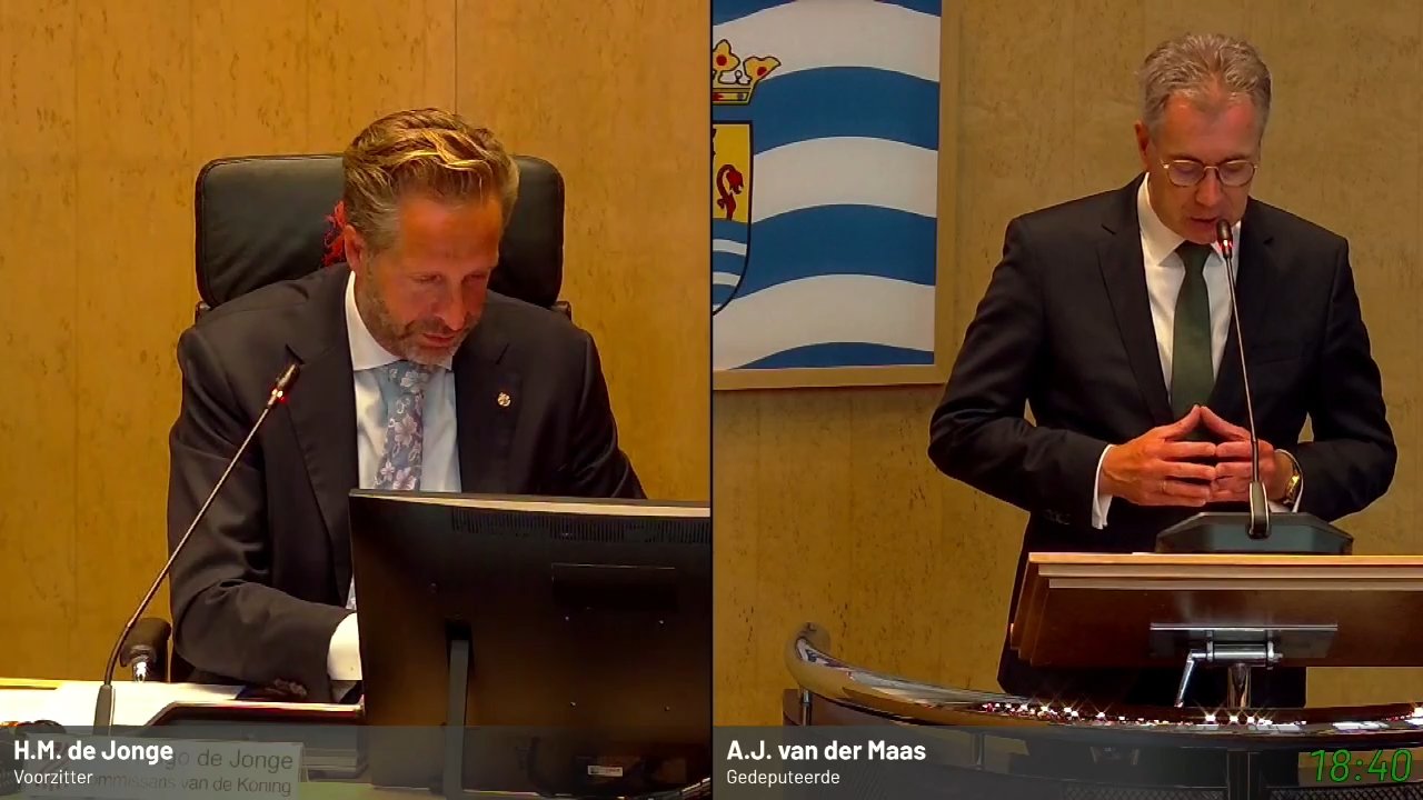 Beeld uit de opname van de provinciale staten van Zeeland