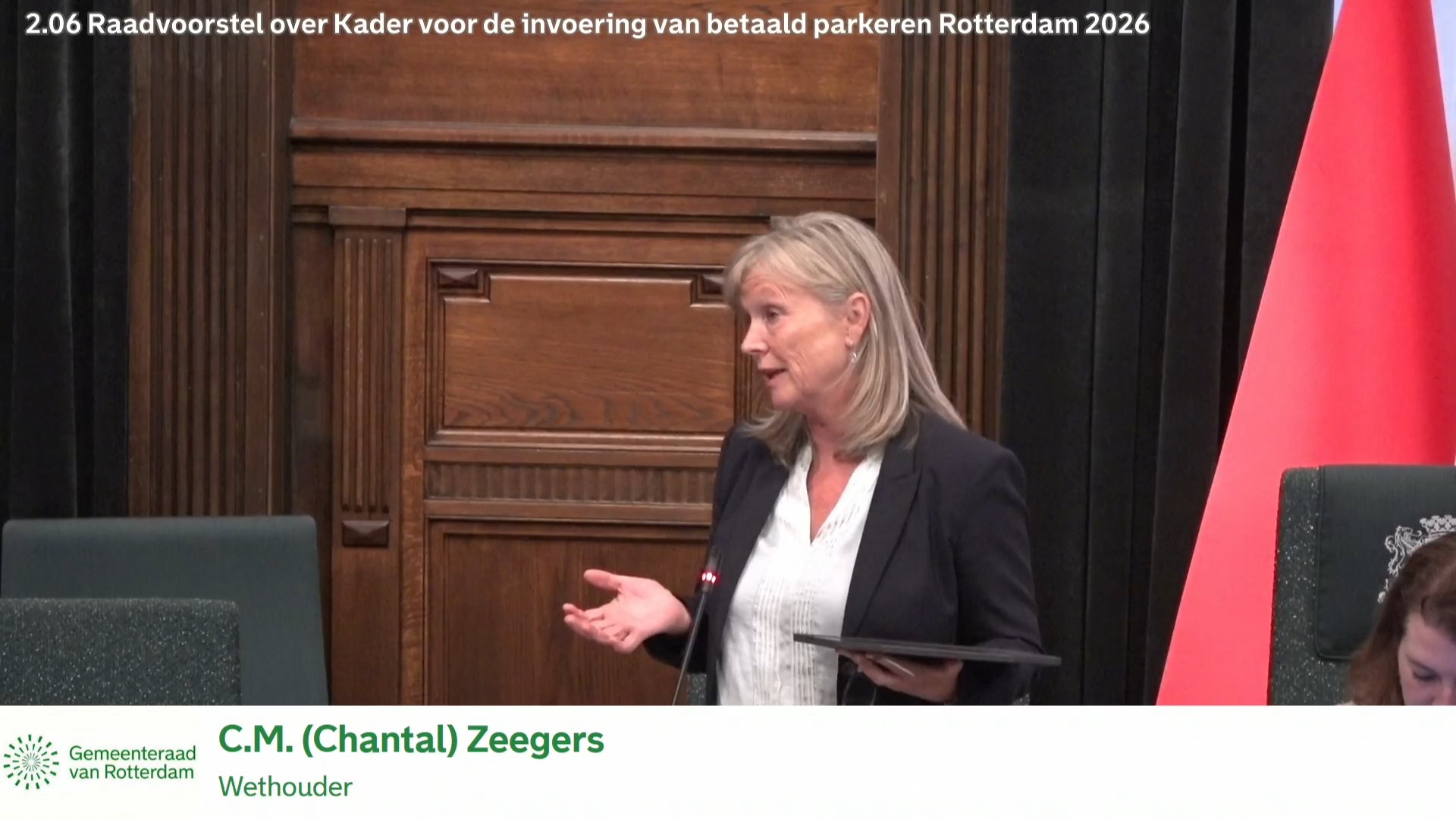 Beeld uit de opname van de commissie leefomgeving & economie - reguliere commissievergadering van Rotterdam