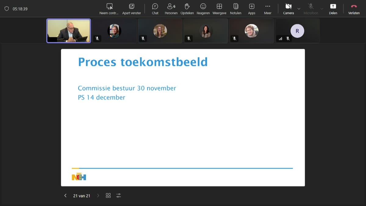 Beeld uit de opname van de commissie bestuur van Noord-Holland