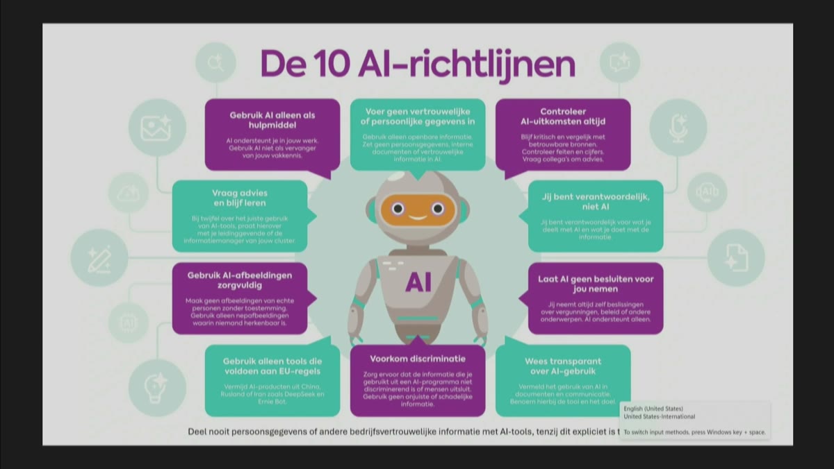 Beeld uit de opname van de informatiebijeenkomst raad ontwikkelingen ai en digitalisering van Midden-Groningen