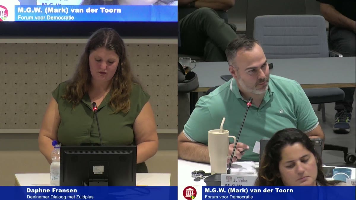 Beeld uit de opname van de dialoog met zuidplas van Zuidplas