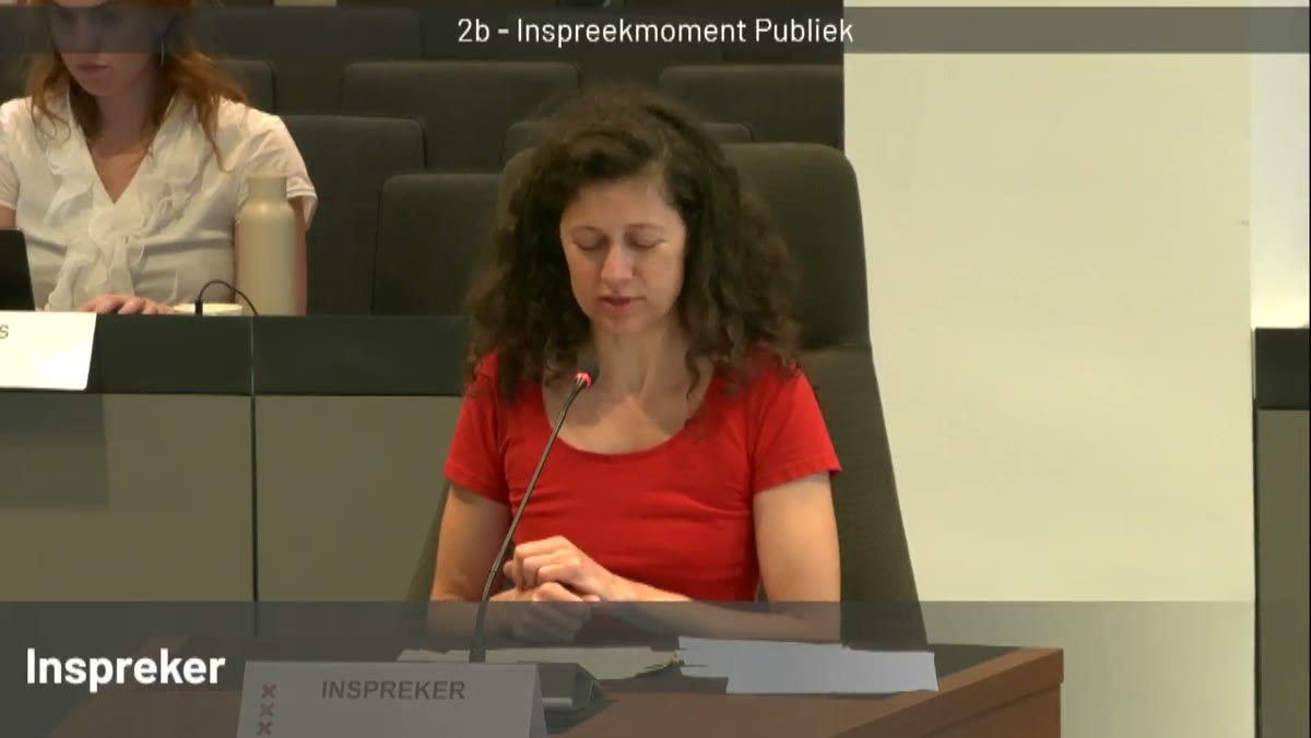 Beeld uit de opname van de raadscommissie leefomgeving van Amsterdam