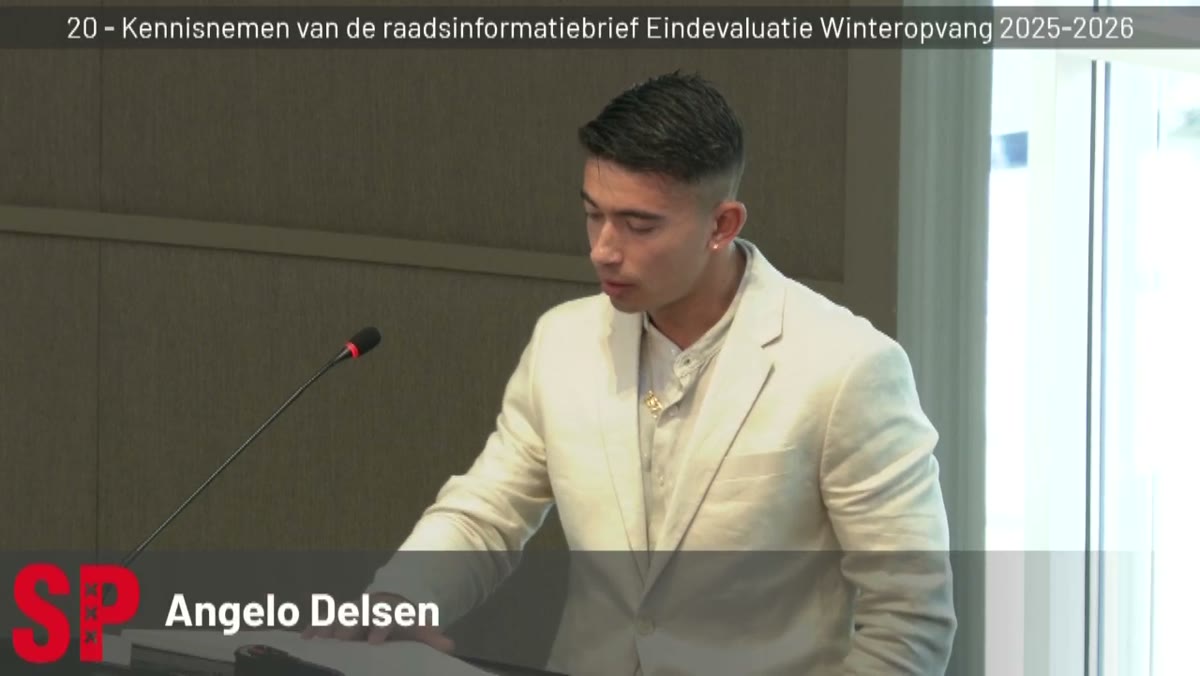 Beeld uit de opname van de raad van Amsterdam